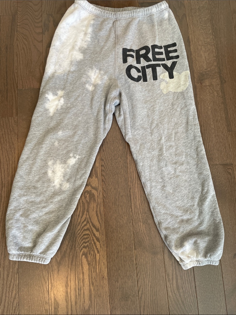 freecity Light Gray Tie-Dye Sweatpants with Logo